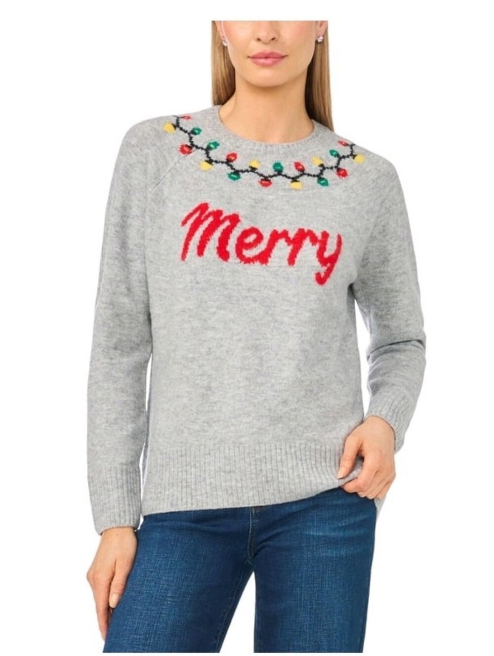 (6)vince Camuto Ladies Holiday's Crewneck Sweater
